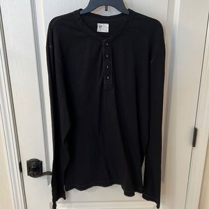 Black Long Sleeve Henley Shirt